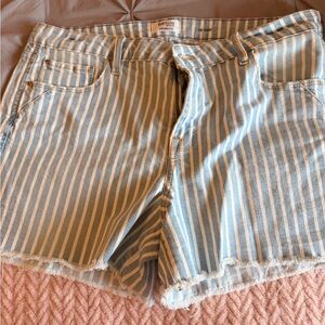 Kensie Light Blue & White Striped Denim Shorts